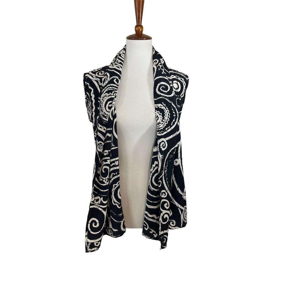 Vintage 90’s MAX MARA ITALY Women's Black White Silk Short Sleeve Shrug Size 10